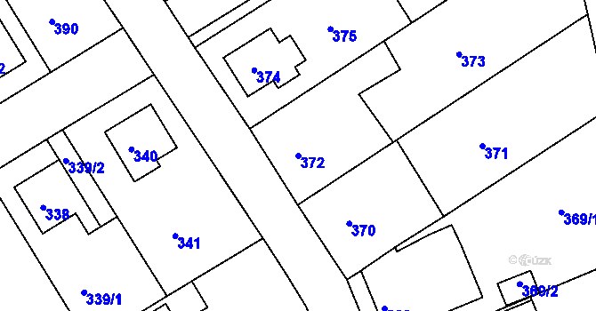 Parcela st. 372 v KÚ Odry, Katastrální mapa