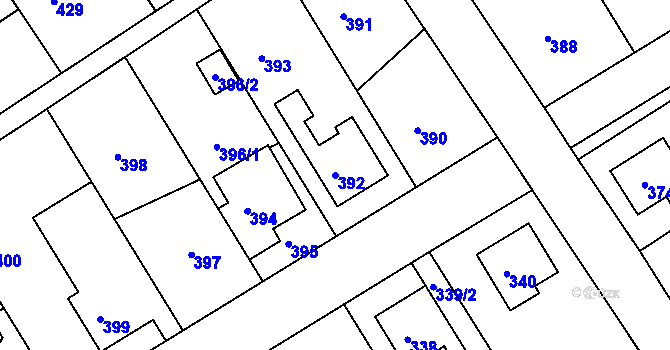 Parcela st. 392 v KÚ Odry, Katastrální mapa