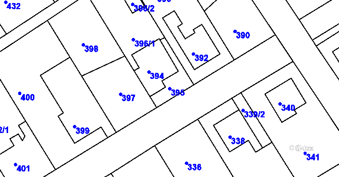 Parcela st. 395 v KÚ Odry, Katastrální mapa