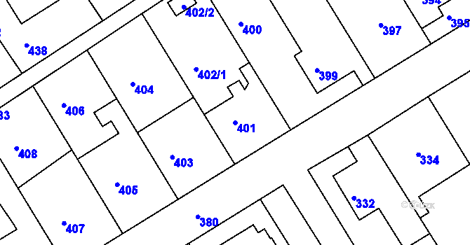 Parcela st. 401 v KÚ Odry, Katastrální mapa