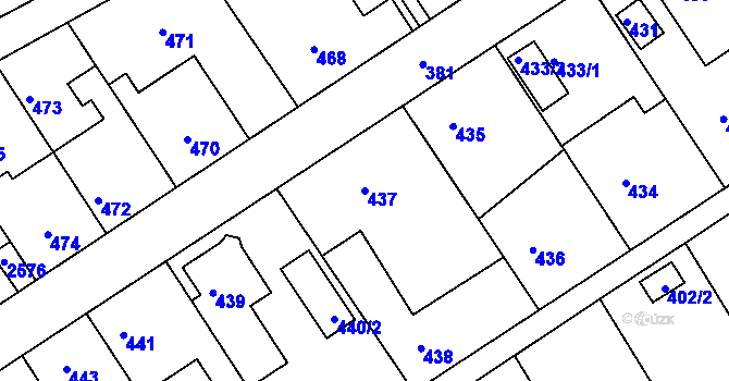 Parcela st. 437 v KÚ Odry, Katastrální mapa