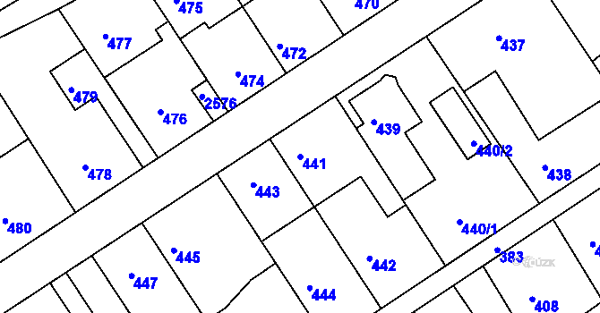 Parcela st. 441 v KÚ Odry, Katastrální mapa