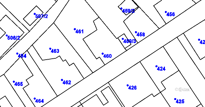 Parcela st. 460 v KÚ Odry, Katastrální mapa