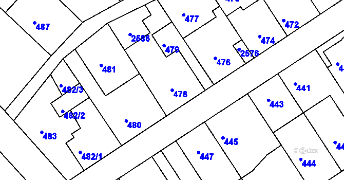 Parcela st. 478 v KÚ Odry, Katastrální mapa