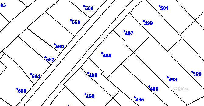 Parcela st. 494 v KÚ Odry, Katastrální mapa