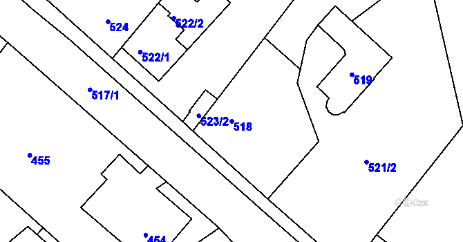 Parcela st. 518 v KÚ Odry, Katastrální mapa