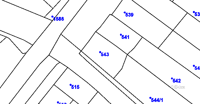 Parcela st. 543 v KÚ Odry, Katastrální mapa