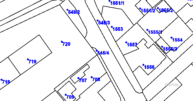 Parcela st. 548/4 v KÚ Odry, Katastrální mapa