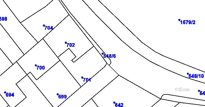 Parcela st. 548/6 v KÚ Odry, Katastrální mapa