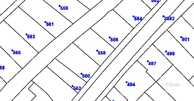 Parcela st. 558 v KÚ Odry, Katastrální mapa