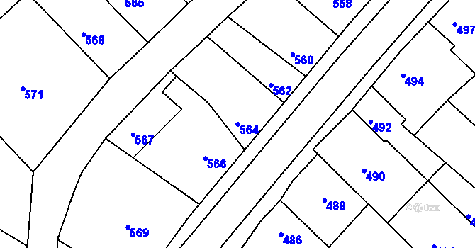 Parcela st. 564 v KÚ Odry, Katastrální mapa