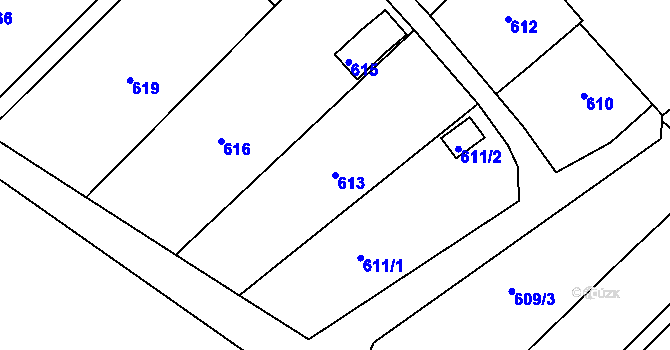 Parcela st. 613 v KÚ Odry, Katastrální mapa