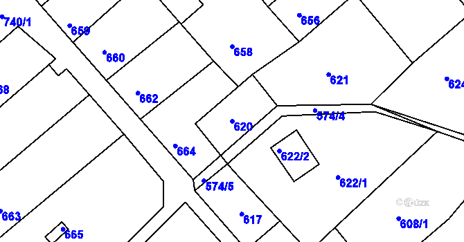 Parcela st. 620 v KÚ Odry, Katastrální mapa