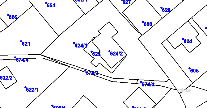 Parcela st. 623 v KÚ Odry, Katastrální mapa