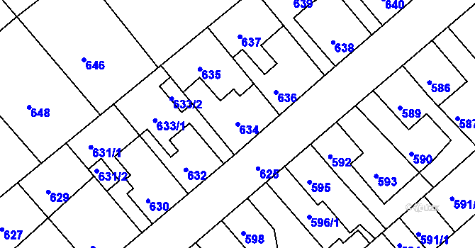Parcela st. 634 v KÚ Odry, Katastrální mapa