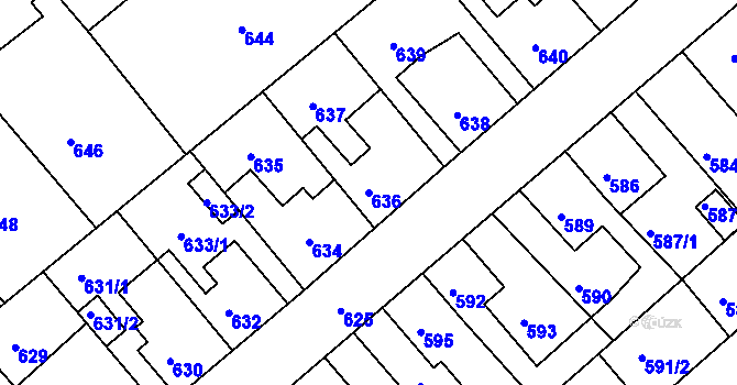 Parcela st. 636 v KÚ Odry, Katastrální mapa