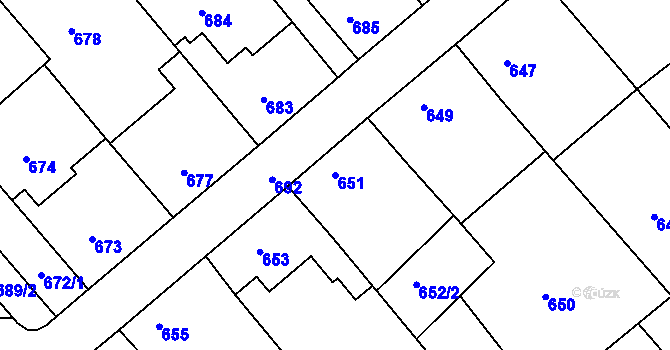 Parcela st. 651 v KÚ Odry, Katastrální mapa