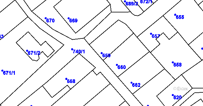 Parcela st. 659 v KÚ Odry, Katastrální mapa