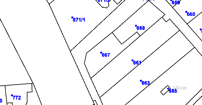 Parcela st. 667 v KÚ Odry, Katastrální mapa