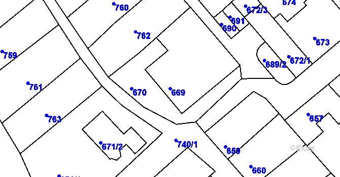 Parcela st. 669 v KÚ Odry, Katastrální mapa