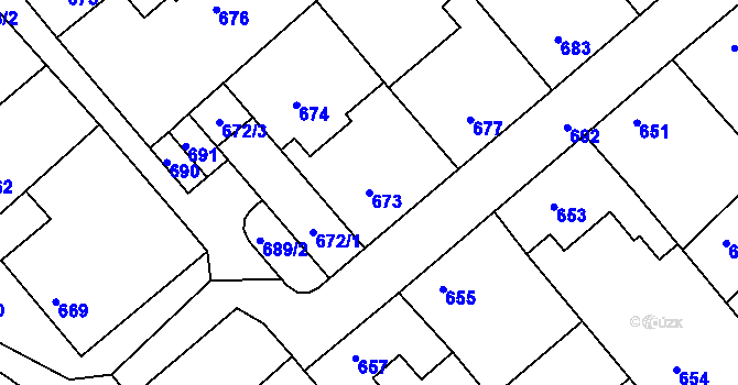 Parcela st. 673 v KÚ Odry, Katastrální mapa