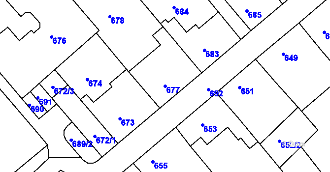 Parcela st. 677 v KÚ Odry, Katastrální mapa