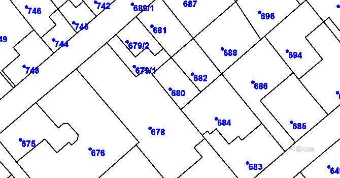 Parcela st. 680 v KÚ Odry, Katastrální mapa