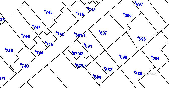 Parcela st. 681 v KÚ Odry, Katastrální mapa