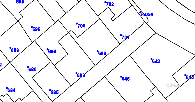 Parcela st. 699 v KÚ Odry, Katastrální mapa