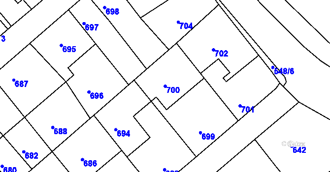Parcela st. 700 v KÚ Odry, Katastrální mapa