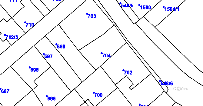 Parcela st. 704 v KÚ Odry, Katastrální mapa