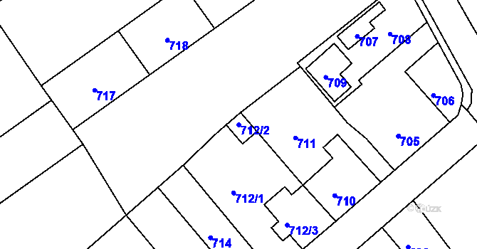 Parcela st. 712/2 v KÚ Odry, Katastrální mapa