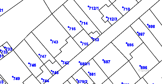 Parcela st. 715 v KÚ Odry, Katastrální mapa
