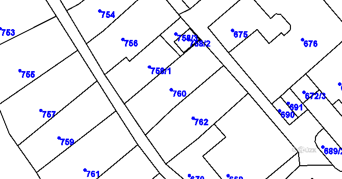 Parcela st. 760 v KÚ Odry, Katastrální mapa