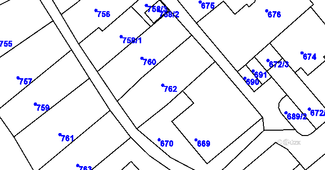 Parcela st. 762 v KÚ Odry, Katastrální mapa