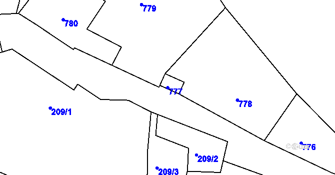 Parcela st. 777 v KÚ Odry, Katastrální mapa