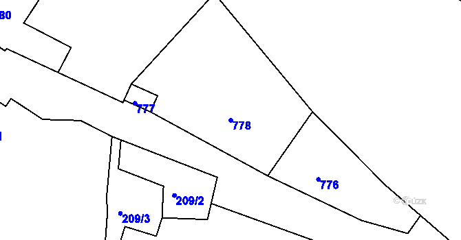 Parcela st. 778 v KÚ Odry, Katastrální mapa
