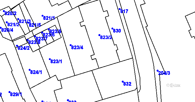 Parcela st. 823/3 v KÚ Odry, Katastrální mapa