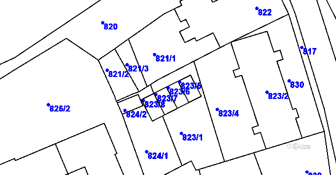 Parcela st. 823/6 v KÚ Odry, Katastrální mapa