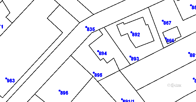 Parcela st. 894 v KÚ Odry, Katastrální mapa