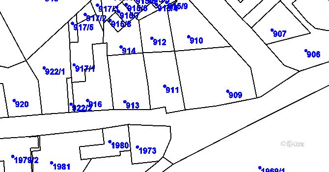 Parcela st. 911 v KÚ Odry, Katastrální mapa