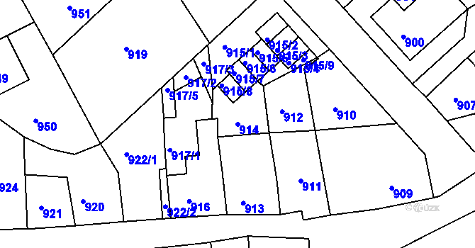 Parcela st. 914 v KÚ Odry, Katastrální mapa