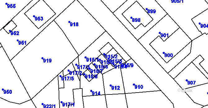 Parcela st. 915/2 v KÚ Odry, Katastrální mapa