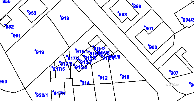 Parcela st. 915/3 v KÚ Odry, Katastrální mapa