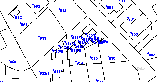 Parcela st. 915/6 v KÚ Odry, Katastrální mapa