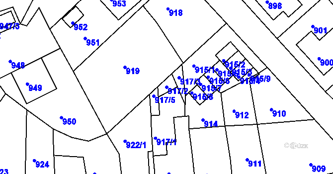 Parcela st. 917/2 v KÚ Odry, Katastrální mapa