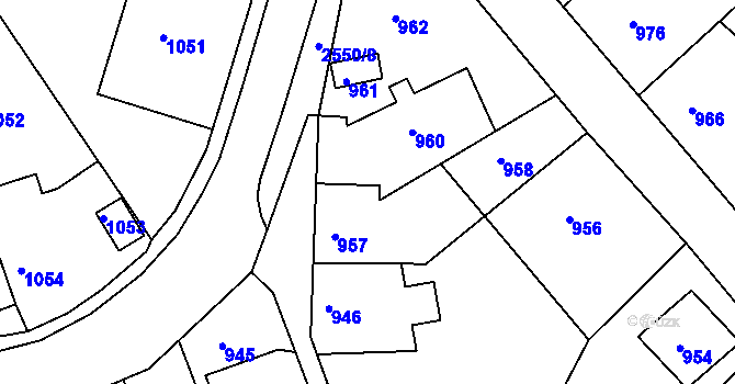 Parcela st. 959/2 v KÚ Odry, Katastrální mapa