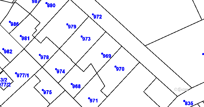 Parcela st. 969 v KÚ Odry, Katastrální mapa