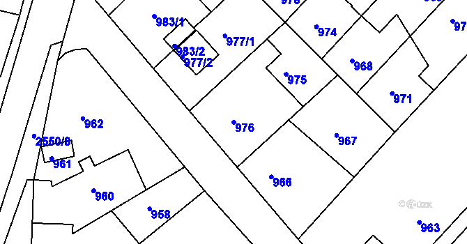 Parcela st. 976 v KÚ Odry, Katastrální mapa