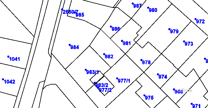 Parcela st. 982 v KÚ Odry, Katastrální mapa